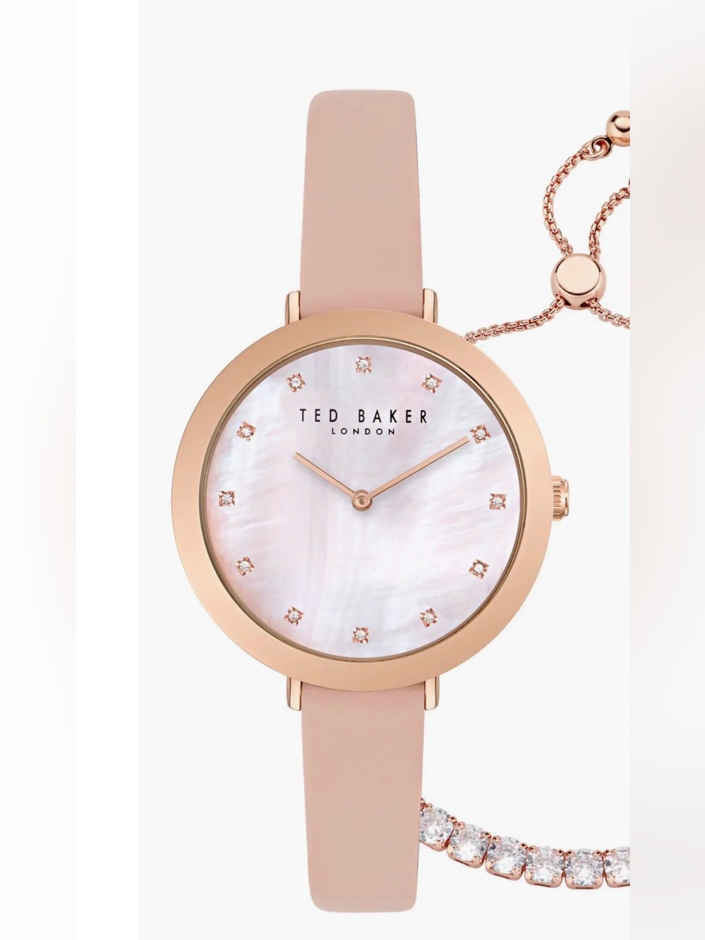 Ted Baker London Leather Strap Watch & Crystal Slider 37mm